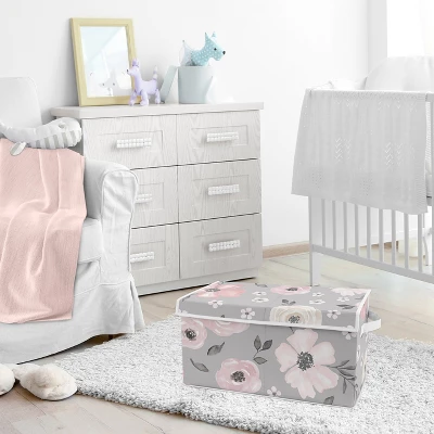 Sweet Jojo Designs Girl Fabric Storage Toy Bin Watercolor Floral Grey And Pink 3 Sweet Jojo Designs Girl Fabric Storage Toy Bin Watercolor Floral Grey And Pink