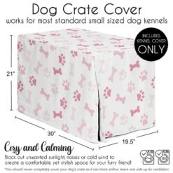 Sweet Jojo Designs Girl Dog Crate Kennel Cover 30in. Paw And Bone Pink And White -Sweets Jojo Shop GUEST 04617c2b 64ec 4340 8687 263d53ae1e2b