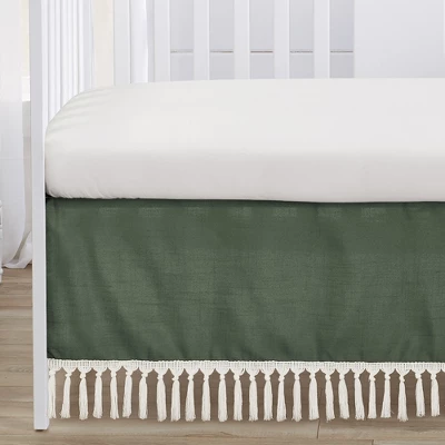 Sweet Jojo Designs Girl Baby Crib Bedding Set - Dark Green And Ivory Boho Fringe Collection 4pc 6 Sweet Jojo Designs Girl Baby Crib Bedding Set - Dark Green And Ivory Boho Fringe Collection 4pc - Image 4