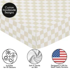 Sweet Jojo Designs Boy, Girl, Unisex/Gender Neutral Baby Fitted Crib Sheet Gingham Checkered Plaid Beige And White -Sweets Jojo Shop GUEST 04df27b9 2238 440d 89f6 f49d599acbfe