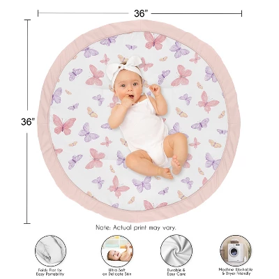 Sweet Jojo Designs Girl Baby Tummy Time Playmat Butterfly Blush Pink And Purple 5 Sweet Jojo Designs Girl Baby Tummy Time Playmat Butterfly Blush Pink And Purple - Image 3