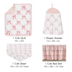 Sweet Jojo Designs Girl Baby Crib Bedding Set - Ballerina And Ballet Bows Pink And White 4pc