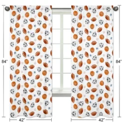 Sweet Jojo Designs Boy Window Curtain Panels Drapes 84in. Watercolor Sports Theme Blue Brown And Orange -Sweets Jojo Shop GUEST 0932f80f 233d 4826 8e78 073f9de6e045