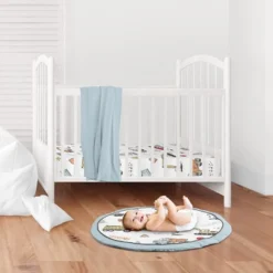 Sweet Jojo Designs Boy Baby Tummy Time Playmat Construction Truck Red Blue And Grey