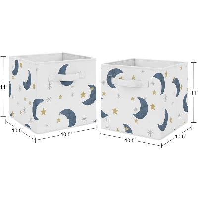 Sweet Jojo Designs Boy Or Girl Gender Neutral Unisex Set Of 2 Kids' Decorative Fabric Storage Bins Bear And Moon Blue Gold And Grey 4 Sweet Jojo Designs Boy Or Girl Gender Neutral Unisex Set Of 2 Kids' Decorative Fabric Storage Bins Bear And Moon Blue Gold And Grey - Image 2