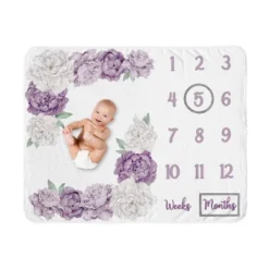 Sweet Jojo Designs Girl Baby Milestone Blanket Peony Floral Garden Purple And Ivory -Sweets Jojo Shop GUEST 0cae09a2 73e1 48ef 80ce 71387e26b2e6