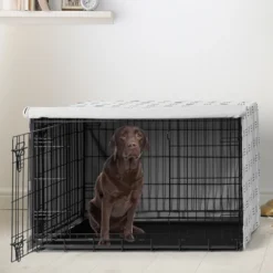 Sweet Jojo Designs Dog Crate Kennel Cover 42in. Boho Hatch White And Black