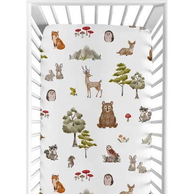 Sweet Jojo Designs Gender Neutral Unisex Baby Fitted Crib Sheet Watercolor Woodland Forest Animals Green Brown White 8 Sweet Jojo Designs Gender Neutral Unisex Baby Fitted Crib Sheet Watercolor Woodland Forest Animals Green Brown White - Image 6