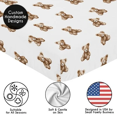 Sweet Jojo Designs Boy, Girl, Unisex/Gender Neutral Baby Fitted Crib Sheet Boho Teddy Bear Brown And White 6 Sweet Jojo Designs Boy, Girl, Unisex/Gender Neutral Baby Fitted Crib Sheet Boho Teddy Bear Brown And White - Image 4