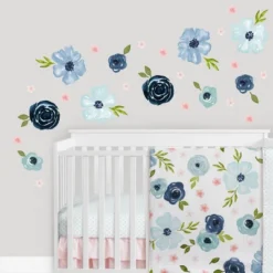 Sweet Jojo Designs Girl Wall Decal Stickers Art Nursery Décor Watercolor Floral Blue Pink And Grey 4pc -Sweets Jojo Shop GUEST 18be757f 9390 4c29 bdde 385ceb3b78aa