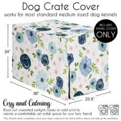 Sweet Jojo Designs Dog Crate Kennel Cover 36in. Watercolor Floral Navy Blue And Pink -Sweets Jojo Shop GUEST 1ad96296 4074 45d1 908a 53f764e433e9