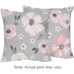 Sweet Jojo Designs Girl Decorative Throw Pillow Covers 18in. (Pillow Inserts Not Included) Watercolor Floral Grey Pink And White 2pc -Sweets Jojo Shop GUEST 1e9d2a25 9d75 4e20 94e4 48d67370dc69