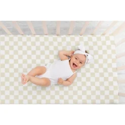 Sweet Jojo Designs Boy, Girl, Unisex/Gender Neutral Baby Fitted Crib Sheet Gingham Checkered Plaid Beige And White -Sweets Jojo Shop GUEST 202b3224 6e1f 4e04 9603 26d715b028ad