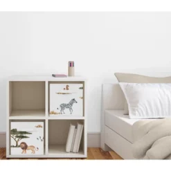 Sweet Jojo Designs Boy Or Girl Gender Neutral Unisex Set Of 2 Kids' Decorative Fabric Storage Bins Jungle Animals Multicolor