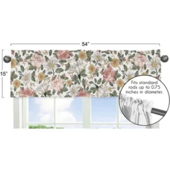 Sweet Jojo Designs Window Valance Treatment 54in. Vintage Floral Pink Yellow And Green