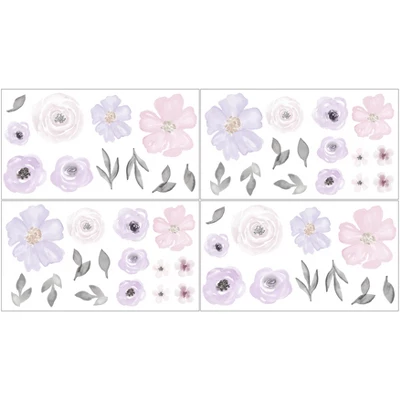 Sweet Jojo Designs Girl Wall Decal Stickers Art Nursery Décor Watercolor Floral Purple Pink And Grey 4pc 3 Sweet Jojo Designs Girl Wall Decal Stickers Art Nursery Décor Watercolor Floral Purple Pink And Grey 4pc