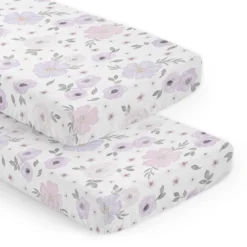 Sweet Jojo Designs Girl Fitted Crib Sheets Set Watercolor Floral Purple Pink And Grey 2pc -Sweets Jojo Shop GUEST 26e4b817 b8e4 4e77 879e 8efc28d012d5