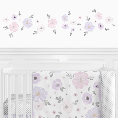 Sweet Jojo Designs Girl Wall Decal Stickers Art Nursery Décor Watercolor Floral Purple Pink And Grey 4pc 5 Sweet Jojo Designs Girl Wall Decal Stickers Art Nursery Décor Watercolor Floral Purple Pink And Grey 4pc - Image 3