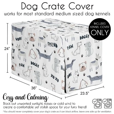 Sweet Jojo Designs Gender Neutral Unisex Dog Crate Kennel Cover 36in. Cartoon Puppy Grey Blue And White 6 Sweet Jojo Designs Gender Neutral Unisex Dog Crate Kennel Cover 36in. Cartoon Puppy Grey Blue And White - Image 4