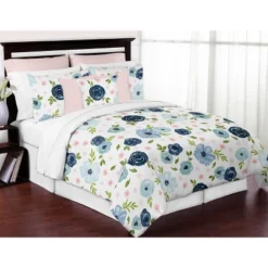 Sweet Jojo Designs Set Of 2 Decorative Accent Kids' Throw Pillows 18in. Watercolor Floral Blue Pink And White -Sweets Jojo Shop GUEST 2c46093b f4d5 4534 9ab7 5dffe25da612