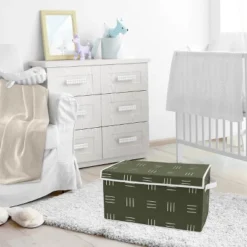 Sweet Jojo Designs Boy Or Girl Gender Neutral Unisex Fabric Storage Toy Bin Jungle Animals Green And White