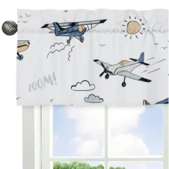 Sweet Jojo Designs Boy Window Valance Treatment 54in. Vintage Airplane Green Blue And Yellow -Sweets Jojo Shop GUEST 37266fb8 1442 4b59 a649 8124530e9a41