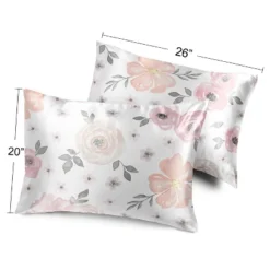Sweet Jojo Designs Decorative Satin Pillowcases Watercolor Floral Pink And Grey 2pc -Sweets Jojo Shop GUEST 37579ec5 c1dc 43cf 92e2 871bdd115050