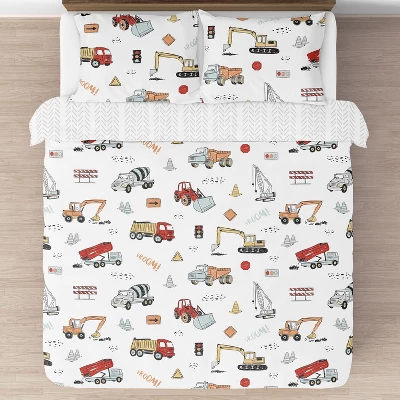 Sweet Jojo Designs Full/Queen Comforter Bedding Set Construction Truck Red Blue And Grey 3pc 4 Sweet Jojo Designs Full/Queen Comforter Bedding Set Construction Truck Red Blue And Grey 3pc - Image 2