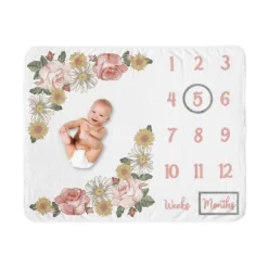 Sweet Jojo Designs Girl Milestone Swaddle Baby Blanket Vintage Floral Collection -Sweets Jojo Shop GUEST 393938f4 f3e0 471a a633 8f238a3e2213
