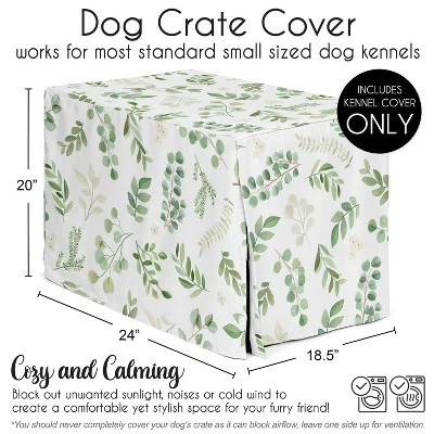 Sweet Jojo Designs Dog Crate Kennel Cover 24in. Botanical Green And White 6 Sweet Jojo Designs Dog Crate Kennel Cover 24in. Botanical Green And White - Image 4
