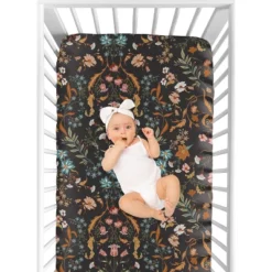 Sweet Jojo Designs Girl Baby Fitted Crib Sheet Boho Floral Wildflower Black Orange And Blue -Sweets Jojo Shop GUEST 3bd69ef5 c4e7 4fc1 bd8c d1a2eaf6058b