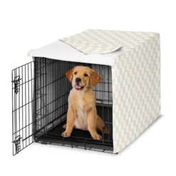 Sweet Jojo Designs Boy, Girl, Unisex/Gender Neutral Dog Crate Kennel Cover 36in. Gingham Checkered Plaid Taupe And White -Sweets Jojo Shop GUEST 3c36e062 00bd 45a2 989f 8783501de716