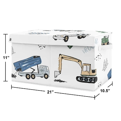 Sweet Jojo Designs Boy Fabric Storage Toy Bin Construction Truck Green Blue And Grey 4 Sweet Jojo Designs Boy Fabric Storage Toy Bin Construction Truck Green Blue And Grey - Image 2
