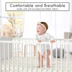 Sweet Jojo Designs Boy, Girl, Unisex/Gender Neutral Baby Fitted Crib Sheet Gingham Checkered Plaid Beige And White