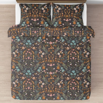 Sweet Jojo Designs Girl Full/Queen Comforter Bedding Set Boho Floral Wildflower Black Orange Green Blue 3pc 4 Sweet Jojo Designs Girl Full/Queen Comforter Bedding Set Boho Floral Wildflower Black Orange Green Blue 3pc - Image 2