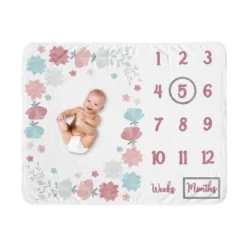 Sweet Jojo Designs Girl Baby Milestone Blanket Pop Floral Pink, Grey And Blue -Sweets Jojo Shop GUEST 44479bf3 d381 4b1c afd6 e515df5cb6c9