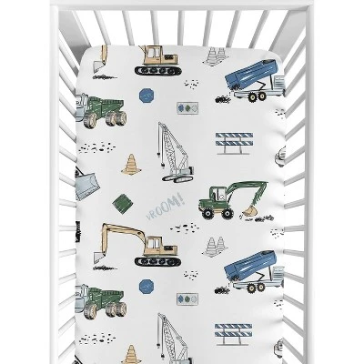 Sweet Jojo Designs Boy Baby Fitted Crib Sheet Construction Truck Green And Blue Collection 8 Sweet Jojo Designs Boy Baby Fitted Crib Sheet Construction Truck Green And Blue Collection - Image 6