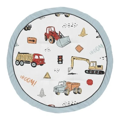 Sweet Jojo Designs Boy Baby Tummy Time Playmat Construction Truck Red Blue And Grey 6 Sweet Jojo Designs Boy Baby Tummy Time Playmat Construction Truck Red Blue And Grey - Image 4