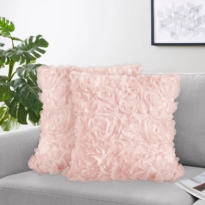 Sweet Jojo Designs Girl Decorative Throw Pillow Covers 18in. (Pillow Inserts Not Included) Rose Pink 2pc. 3 Sweet Jojo Designs Girl Decorative Throw Pillow Covers 18in. (Pillow Inserts Not Included) Rose Pink 2pc.