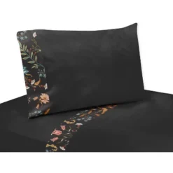 Sweet Jojo Designs Girl Toddler Bedding Set Boho Floral Wildflower Orange Black And Blue 5pc -Sweets Jojo Shop GUEST 4c014fbb 607e 4455 a279 36704df8ee26