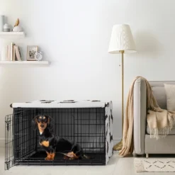 Sweet Jojo Designs Boy, Girl, Unisex/Gender Neutral Dog Crate Kennel Cover 36in. Dachshund Cartoon Puppy Black And Tan