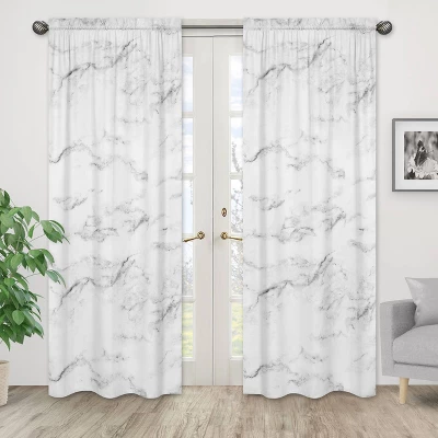 Black & White Marble Curtain Panels - Sweet Jojo Designs 3 Black & White Marble Curtain Panels - Sweet Jojo Designs