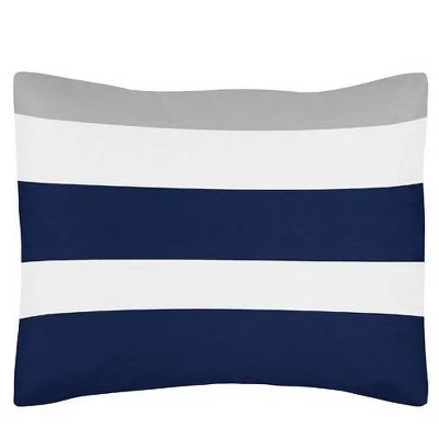 Navy & Gray Stripe Bedding Set (Toddler) - Sweet Jojo Designs 3 Navy & Gray Stripe Bedding Set (Toddler) - Sweet Jojo Designs
