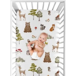 Sweet Jojo Designs Gender Neutral Unisex Baby Fitted Crib Sheet Watercolor Woodland Forest Animals Green Brown White 10 Sweet Jojo Designs Gender Neutral Unisex Baby Fitted Crib Sheet Watercolor Woodland Forest Animals Green Brown White -Sweets Jojo Shop GUEST 59440579 a166 4605 960d a021b4f3a241