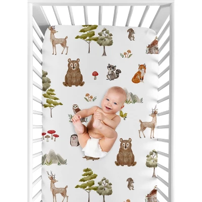 Sweet Jojo Designs Gender Neutral Unisex Baby Fitted Crib Sheet Watercolor Woodland Forest Animals Green Brown White 5 Sweet Jojo Designs Gender Neutral Unisex Baby Fitted Crib Sheet Watercolor Woodland Forest Animals Green Brown White - Image 3