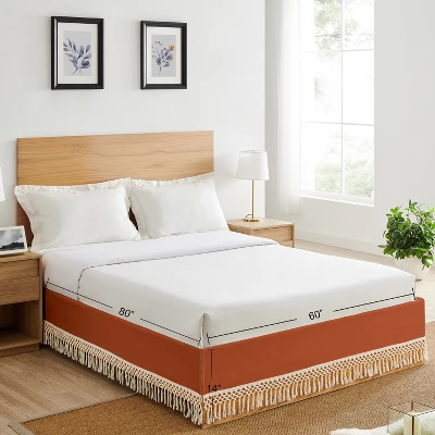 Sweet Jojo Designs Girl Dust Ruffle Queen Bed Skirt Boho Floral Wildflower Orange And Ivory 6 Sweet Jojo Designs Girl Dust Ruffle Queen Bed Skirt Boho Floral Wildflower Orange And Ivory - Image 4