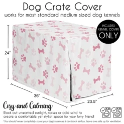 Sweet Jojo Designs Girl Dog Crate Kennel Cover 36in. Paw And Bone Blush Pink And White -Sweets Jojo Shop GUEST 5c9921a4 7cde 4341 82f1 4d707fabc306