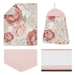Sweet Jojo Designs Boy Or Girl Gender Neutral Unisex Baby Crib Bedding Set - Pink And Ivory Peony Floral Garden Collection 4pc -Sweets Jojo Shop GUEST 5d6c0a60 5b68 4cce be82 4a7af2a9d13c