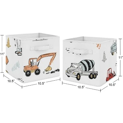 Sweet Jojo Designs Fabric Storage Bins Set Construction Truck Red Blue And Grey 4 Sweet Jojo Designs Fabric Storage Bins Set Construction Truck Red Blue And Grey - Image 2