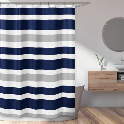 Sweet Jojo Designs Shower Curtain 72in.x72in. Stripe Blue Grey 3 Sweet Jojo Designs Shower Curtain 72in.x72in. Stripe Blue Grey